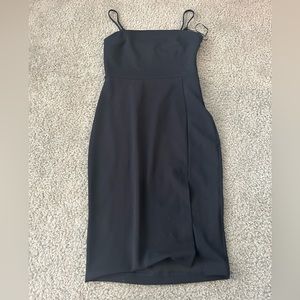 Black Express spaghetti strap cocktail dress with slit size 6